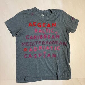 CHA Graphic Tee Aegean Baltic Caribbean Soft Gray - Linen Blend - Anthropologie